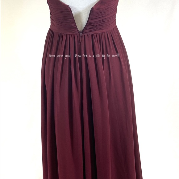 AZAZIE Racer Back Cummerbund Waist Prom Dress  Bridesmaid Gown Burgundy Plum S - Picture 6 of 10